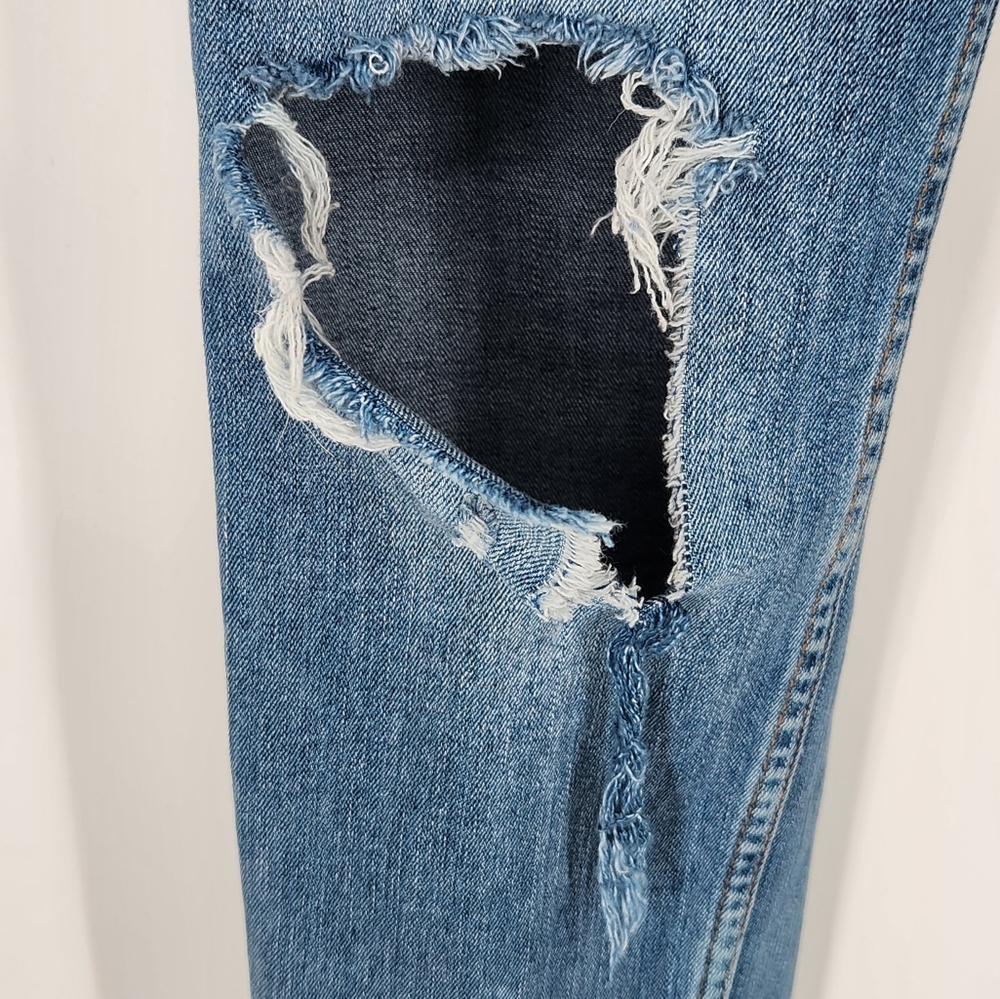 Free People We the Free High Rise Ripped Cropped Skinny Jean Fringe Hem 28 - Picture 6 of 14